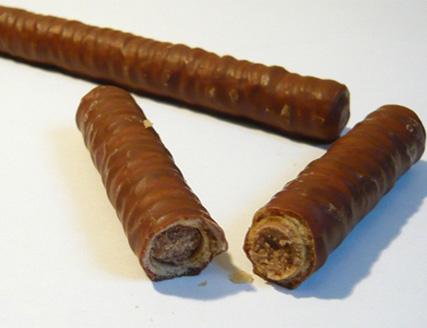 Gaufrette cigare enrobée de chocolat